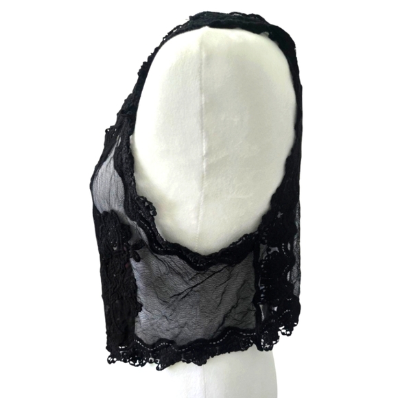 Pinky Black Lace Mesh Open Vest Size L - Picture 4 of 6
